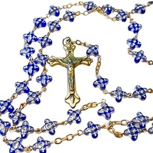 Rosary Beads Blue & Silver Star Shaped Beads